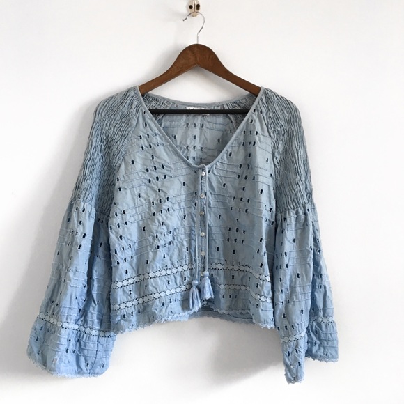 Zara Tops - Boho Cutout Long Sleeve Blouse
